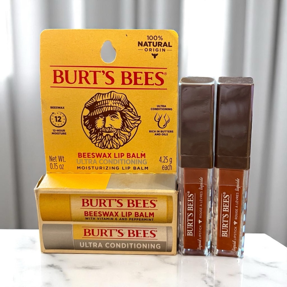 💎 Burt’s Bees Bundle Lip Balm & Liquid Lipstick 4 Pieces Full-Size New